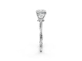 White gold Cushion Solitaire Twisted Band with Bead Prong Setting_341