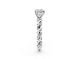 Silver 2.02 Carat D VVS1 Cushion Diamond Solitaire Ring with Twisted Band and Pavé Accents