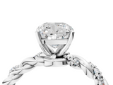 White gold Cushion Solitaire Twisted Band with Pavé Accents and Four-Prong Setting_52