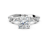 White gold Cushion Solitaire Twisted Band with Prong Setting