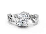 White gold Cushion Solitaire Twisted Band with Prong Setting_50