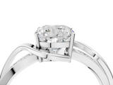 White gold Cushion Solitaire Twisted Band with Prong Setting_54