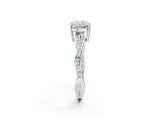 White gold Cushion Solitaire Twisted Pave Diamond Ring with Four-Prong Setting_94