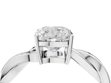 White gold Cushion Solitaire Twisted Pave Diamond Ring with Four-Prong Setting_96