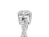 White gold Cushion Solitaire Twisted Pave Diamond Ring with Four-Prong Setting_97