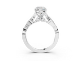 White gold Cushion Solitaire Vine Band with Milgrain Prong Setting_27