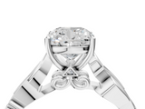 White gold Cushion Solitaire Vine Band with Milgrain Prong Setting_28