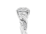 White gold Cushion Solitaire Vine Band with Milgrain Prong Setting_29