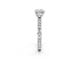 White gold Cushion Solitaire with Pavé Band and Four-Prong Setting_309