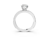 White gold Cushion Solitaire with Pavé Band and Four-Prong Setting_310