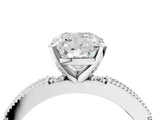White gold Cushion Solitaire with Pavé Band and Four-Prong Setting_311