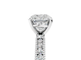 White gold Cushion Solitaire with Pavé Band and Four-Prong Setting_312