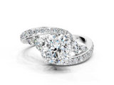 White gold Cushion Solitaire with Pavé Twist Band and Four-Prong Setting_103