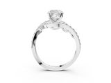White gold Cushion Solitaire with Pavé Twist Band and Four-Prong Setting_106