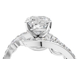 White gold Cushion Solitaire with Pavé Twist Band and Four-Prong Setting_107