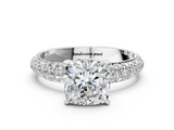 White gold Cushion Solitaire with Pave Band and Four-Prong Setting_35