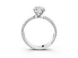 White gold Cushion Solitaire with Pave Band and Four-Prong Setting_38