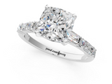 White gold Cushion Solitaire with Side Baguettes and Channel Set Band_82