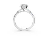 White gold Cushion Solitaire with Side Baguettes and Channel Set Band_84