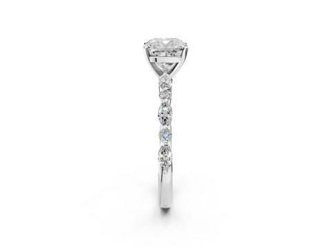 White gold Cushion Solitaire with Side Stones on a Pavé Band and Four-Prong Setting_55