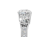 White gold Cushion Three-Stone Diamond Ring with Pavé Band and Four-Prong Setting_11