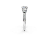 White gold Cushion Three-Stone Diamond Ring with Pavé Band and Four-Prong Setting_8