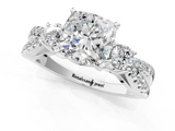 White gold Cushion Three-Stone Diamond Ring with Pavé Split Shank and Four-Prong Setting_76