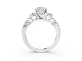 White gold Cushion Three-Stone Diamond Ring with Pavé Split Shank and Four-Prong Setting_78