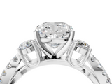 White gold Cushion Three-Stone Diamond Ring with Pavé Split Shank and Four-Prong Setting_79