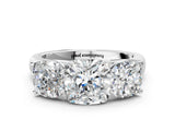 White gold Cushion Three-Stone Diamond Ring with Prong Setting on a Classic Band_23