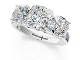 White gold Cushion Three-Stone Diamond Ring with Prong Setting on a Classic Band_24