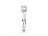 White gold Cushion Three-Stone Diamond Ring with Prong Setting on a Classic Band_25