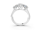 White gold Cushion Three-Stone Diamond Ring with Prong Setting on a Classic Band_26