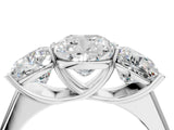 White gold Cushion Three-Stone Diamond Ring with Prong Setting on a Classic Band_27