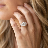White gold Cushion Three-Stone Diamond Ring with Prong Setting on a Classic Band_5