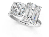 White gold Cushion and Emerald Cut Toi Moi Ring with Prong Setting_52