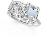 White gold Cushion and Emerald Toi Moi Ring with Prong Setting and Micro Pave Band 1