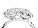 White gold Cushion and Emerald Toi Moi Ring with Prong Setting and Micro Pave Band 4