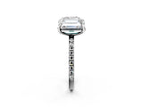 White gold Cushion and Emerald Toi Moi Ring with Prong Setting and Pave Band 2