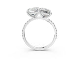 White gold Cushion and Emerald Toi Moi Ring with Prong Setting and Pave Band 3