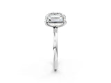 White gold Cushion and Emerald Toi Moi Ring with Prong Setting and Plain Band 2
