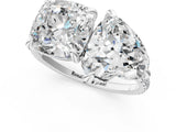 White gold Cushion and Heart Toi Moi Ring with Prong Setting and Micro Pave Band 1