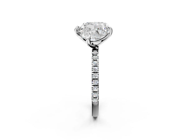White gold Cushion and Heart Toi Moi Ring with Prong Setting and Micro Pave Band