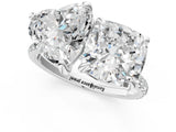 White gold Cushion and Heart Toi Moi Ring with Prong Setting and Pave Band 1