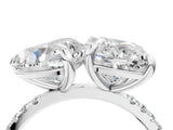 White gold Cushion and Heart Toi Moi Ring with Prong Setting and Pave Band 4