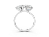 White gold Cushion and Heart Toi Moi Ring with Prong Setting and Plain Band 3