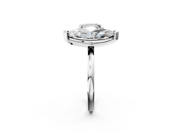 White gold Cushion and Marquise Toi Moi Ring with Prong Setting and Plain Band