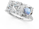 White gold Cushion and Princess Toi Moi Ring with Prong Setting and Micro Pave Band 1