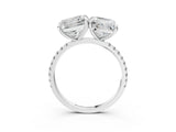 White gold Cushion and Princess Toi Moi Ring with Prong Setting and Micro Pave Band 3