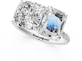 White gold Cushion and Radiant Toi Moi Ring with Prong Setting and Micro Pave Band 1
